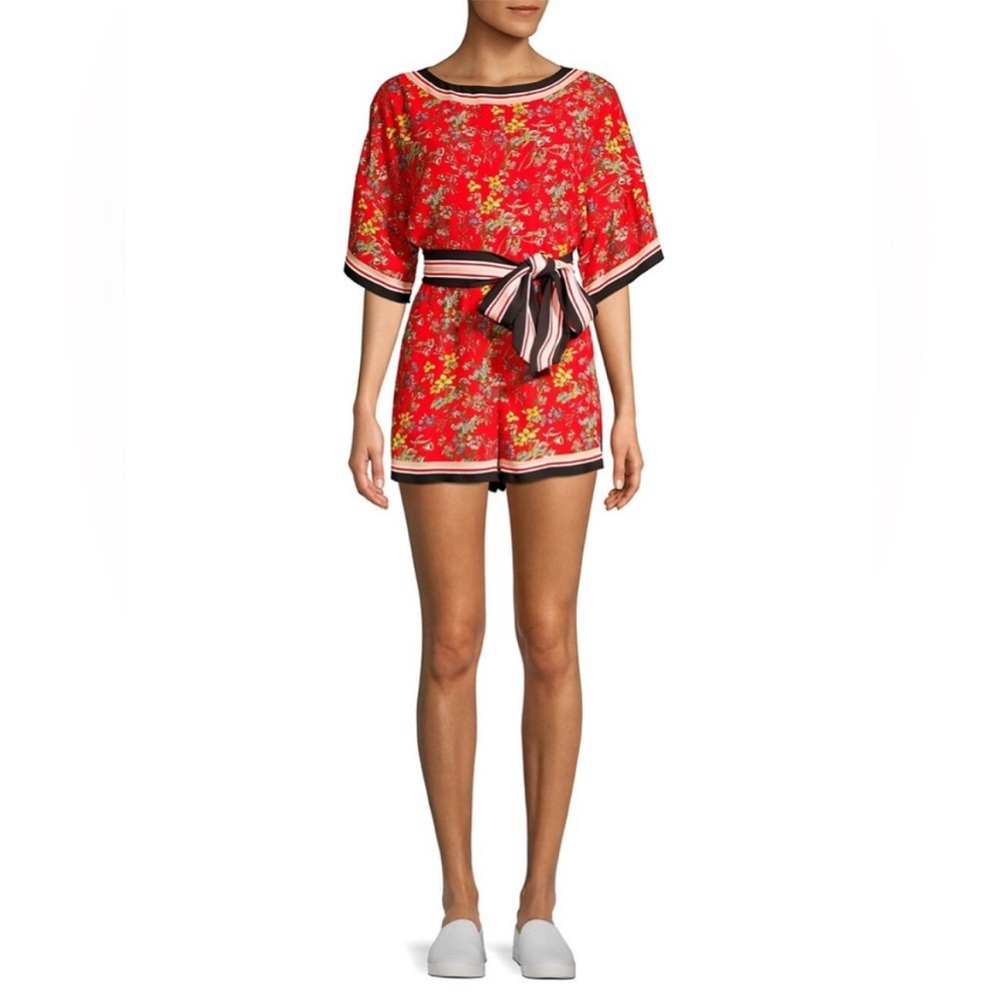 Alice+Olivia Bowie Red Floral Romper Size 12